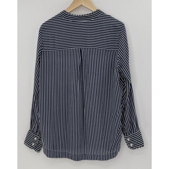 Gap Women’s Navy & White Tie Neck Striped Blouse Size L, Career, Preppy, Boho‎ - Picture 2 of 10